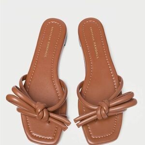 Loeffler Randall Hadley Timber Brown Bow Leather Sandals